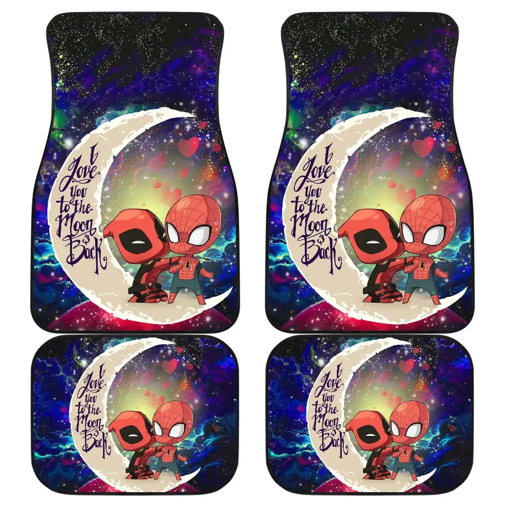 Spiderman And Deadpool Couple Love You To The Moon Galaxy Car Floor Mats
