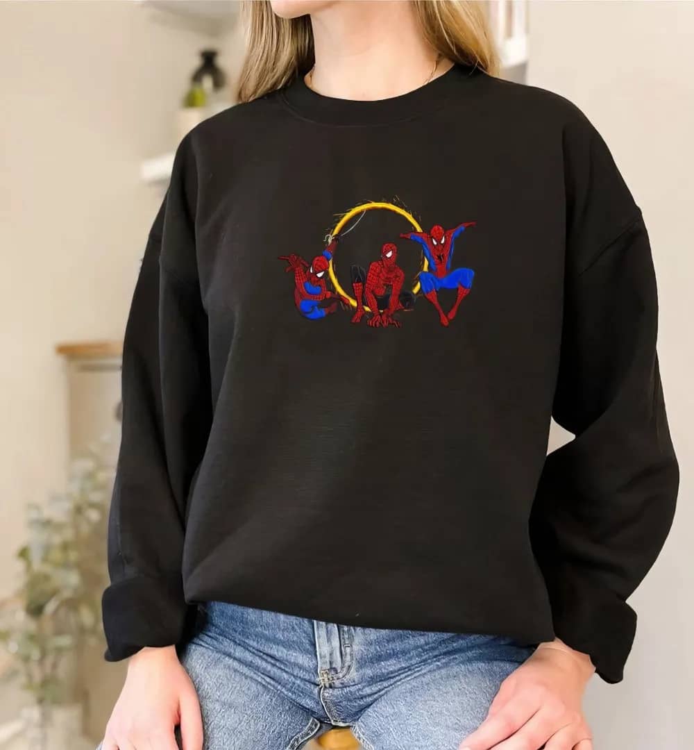 Spider-Man No Way Home 2021 Spiderman Party Embroidered Swoosh Sweatshirt T-Shirt Hoodie Embroidery