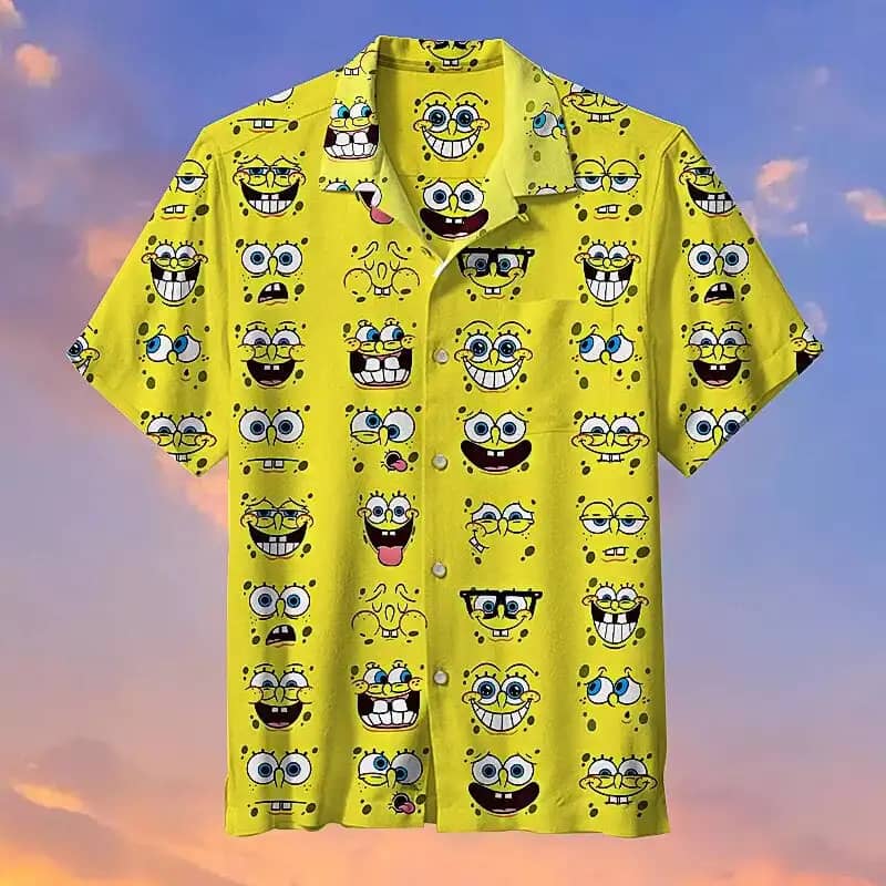 Spongebob Squarepants Smiling Faces Summer Vacation Hawaiian Shirts