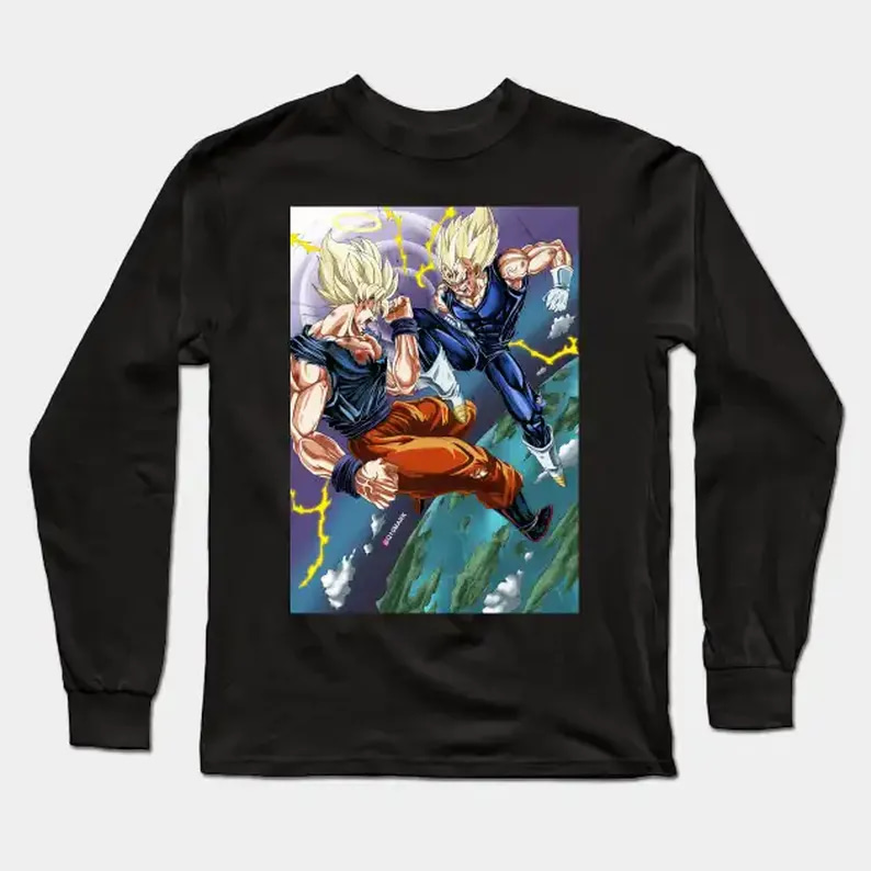 Ssj2 Goku With Majin Vegeta Gift Idea For Fans Anime Dragon Ball Long Sleeve T-Shirt