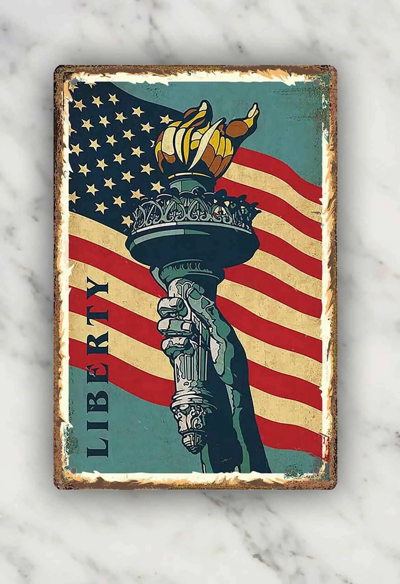 Statue Of Liberty Us Flag Custom Vintage Tin Signs For Home Bar Coffee Metal Sign
