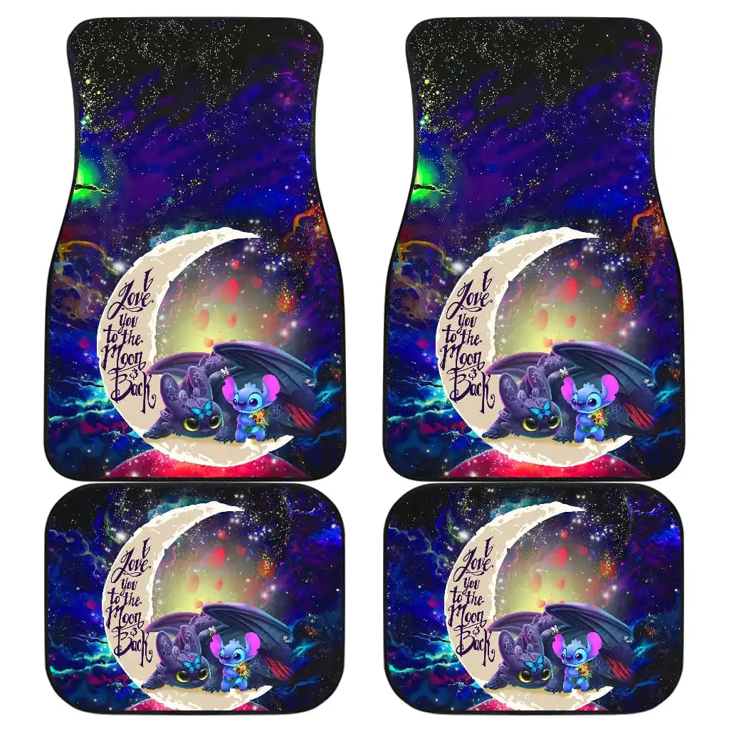 Stitch And Toothless Love You To The Moon Galaxy Car Floor Mats