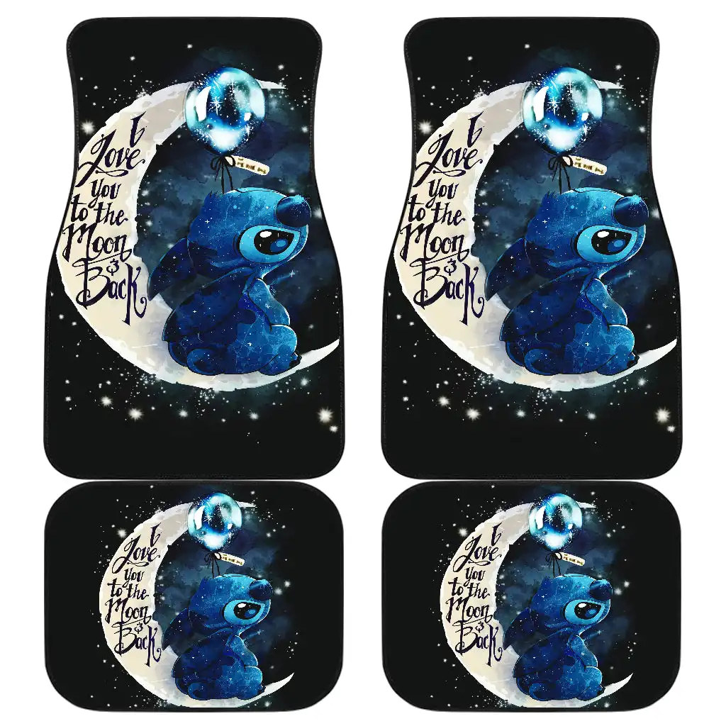 Stitch Love Moon And Back Car Floor Mats