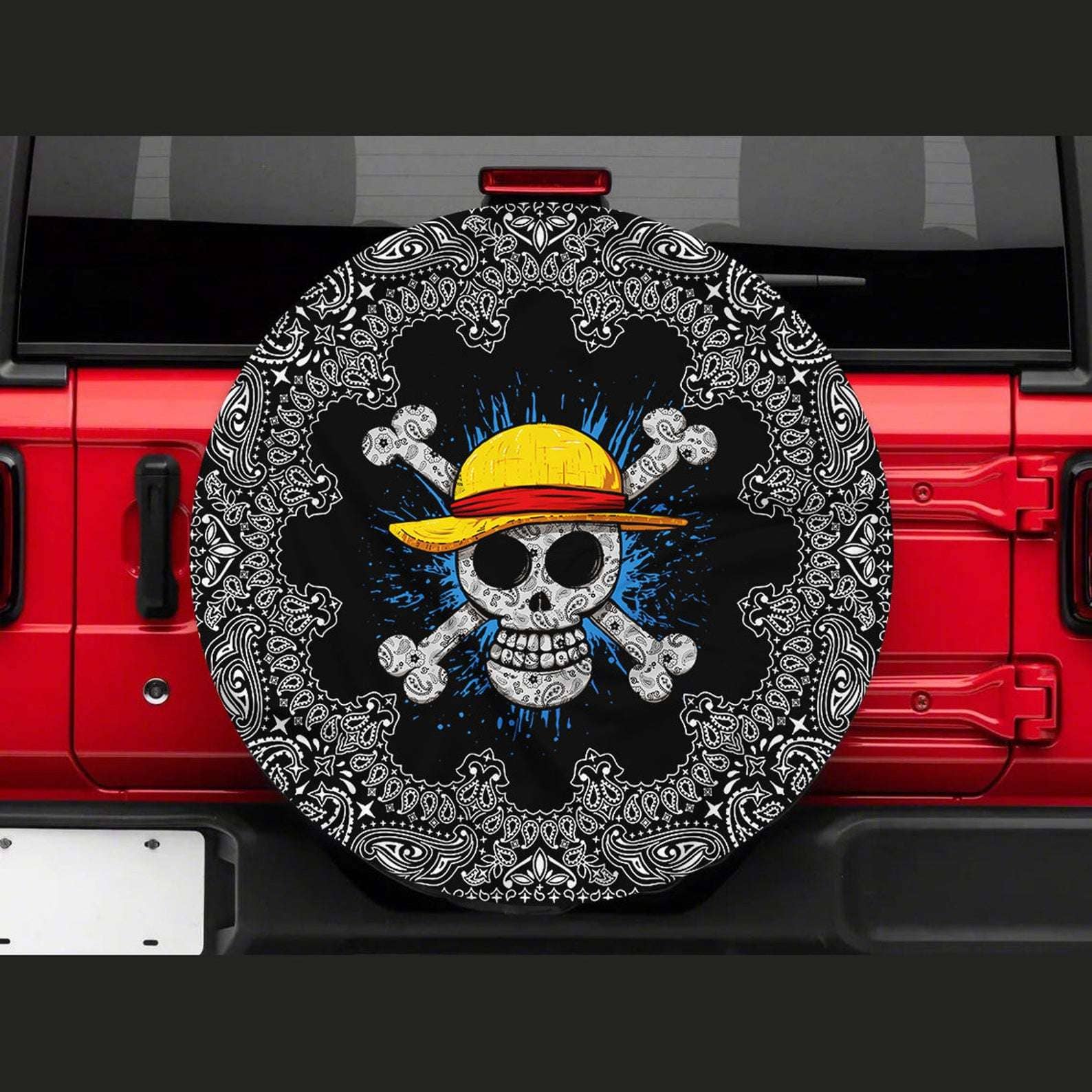 Inktee Store - Straw Hat Onepiece Tire Cover Image