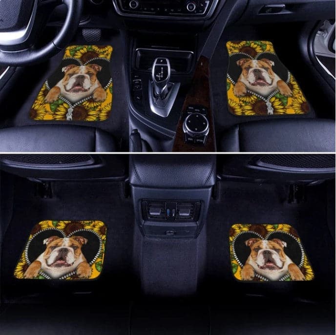 Inktee Store - Sunflower Bulldog Idea Decoration Car Floor Mats Image