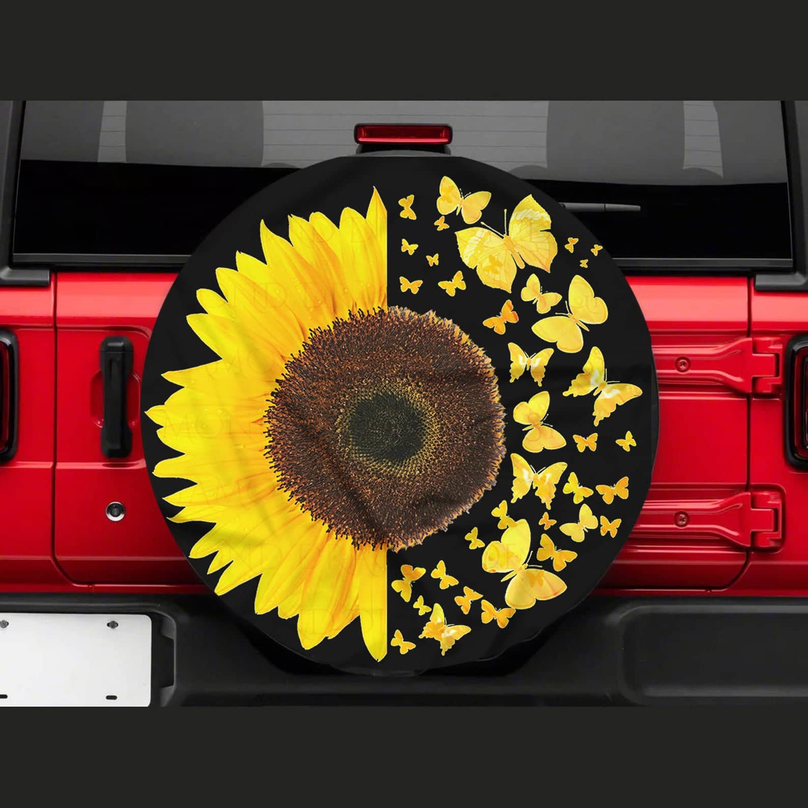 Inktee Store - Sunflower Butterflies Hippie Soul Tire Cover Image