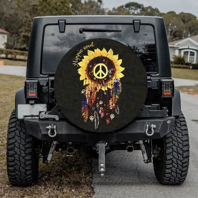 Sunflower Dream Catcher Hippie Tire Cover