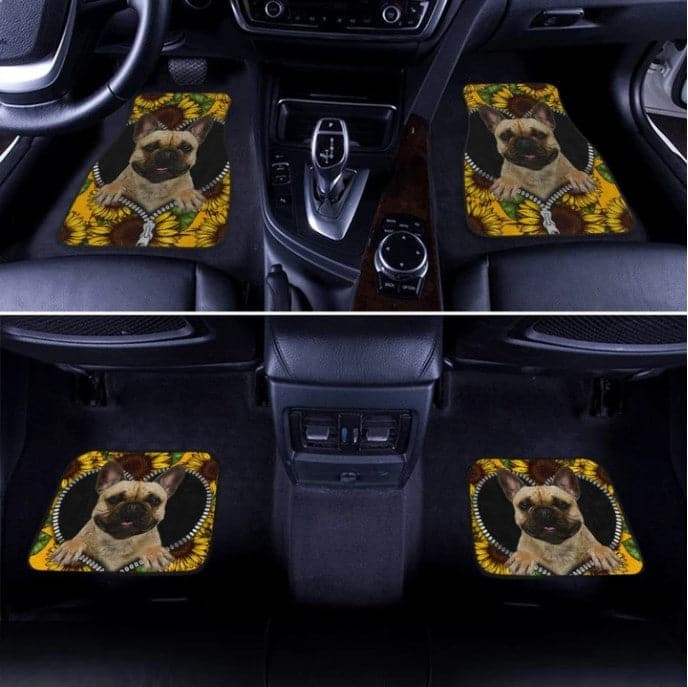 Inktee Store - Sunflower French Bulldog Car Floor Mats Image