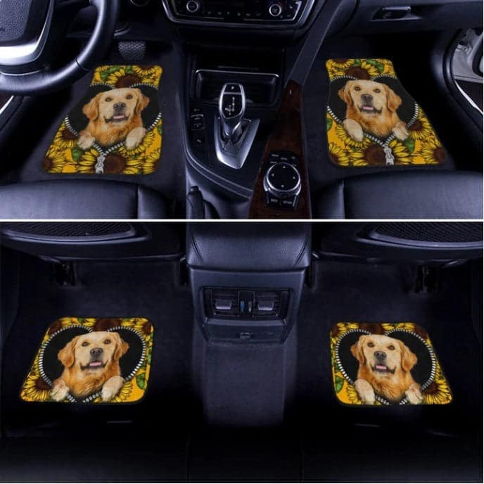 Inktee Store - Sunflower Golden Retriever Gift Idea Car Floor Mats Image