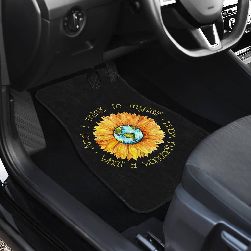 Inktee Store - Sunflowers And I Think To Myself Front And Back Car Floor Mats Image