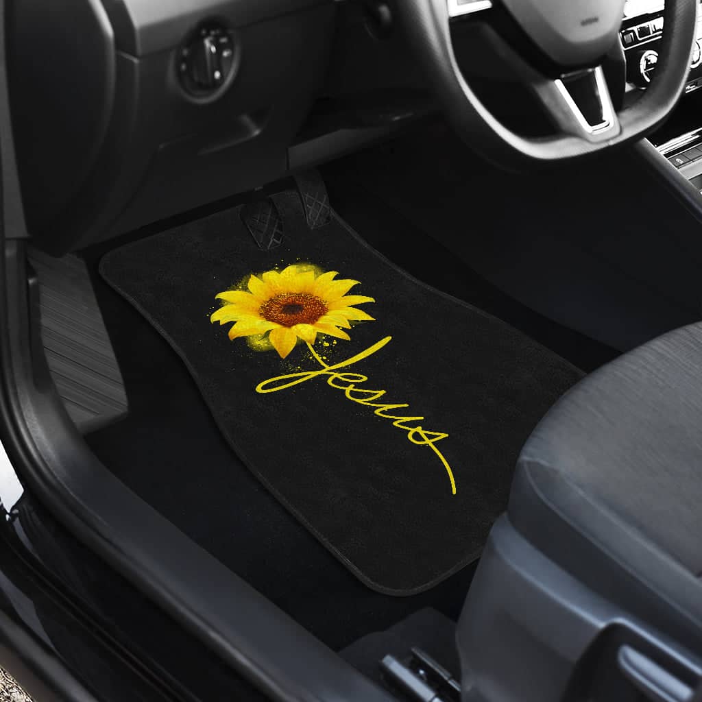 Inktee Store - Sunflowers Jesus Front And Back Car Floor Mats Image