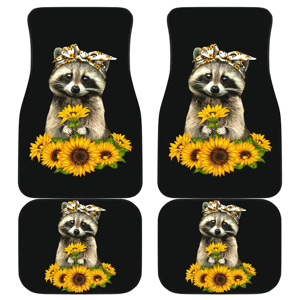 Sunflowers Racoon Sunflowers Front And Back Car Floor Mats