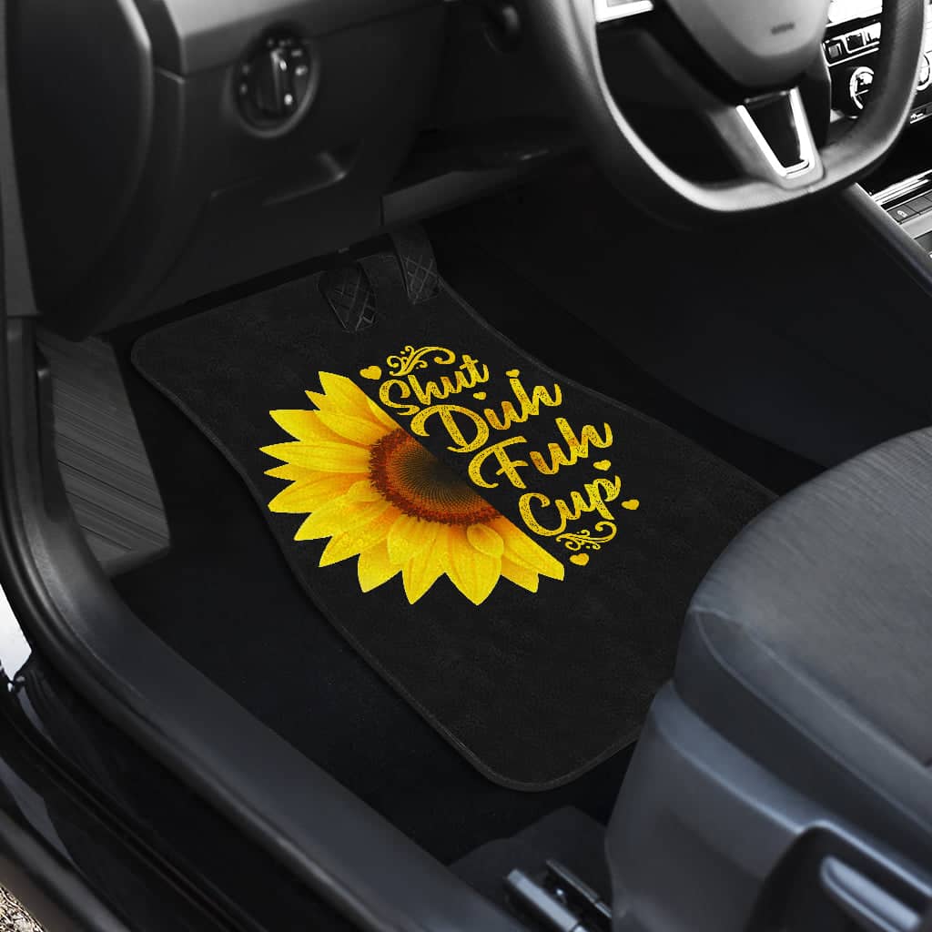 Inktee Store - Sunflowers Shut Duh Fuh Up Front And Back Car Floor Mats Image