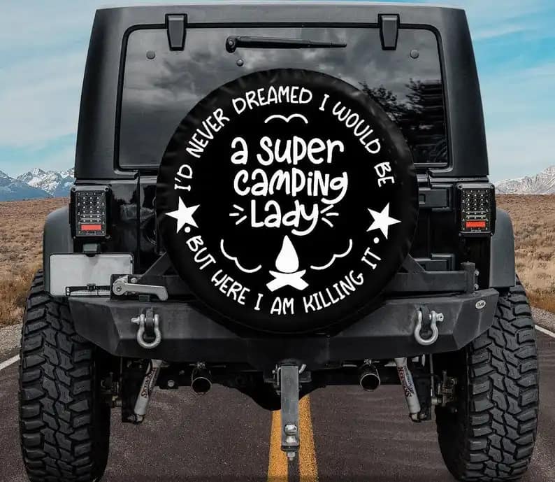 Super Camping Lady Custom Gifts Tire Cover