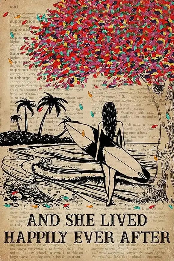 Surfing She Lived Happily Ever After Girl Poster