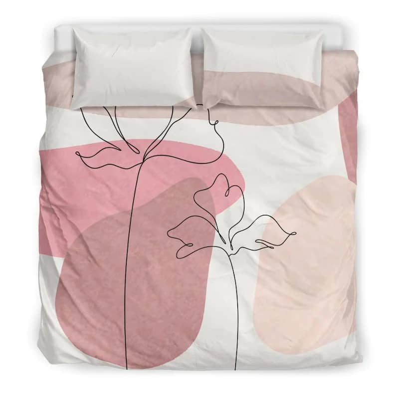 Inktee Store - Sweetest Pink Flower Drawing Bedding Cover For Cute Girl Bedroom Decor Quilt Bedding Sets Image