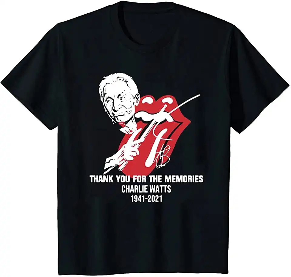 Thank For The Memories 1941-2021 Charlie Watts Signature Rolling Men T-Shirt
