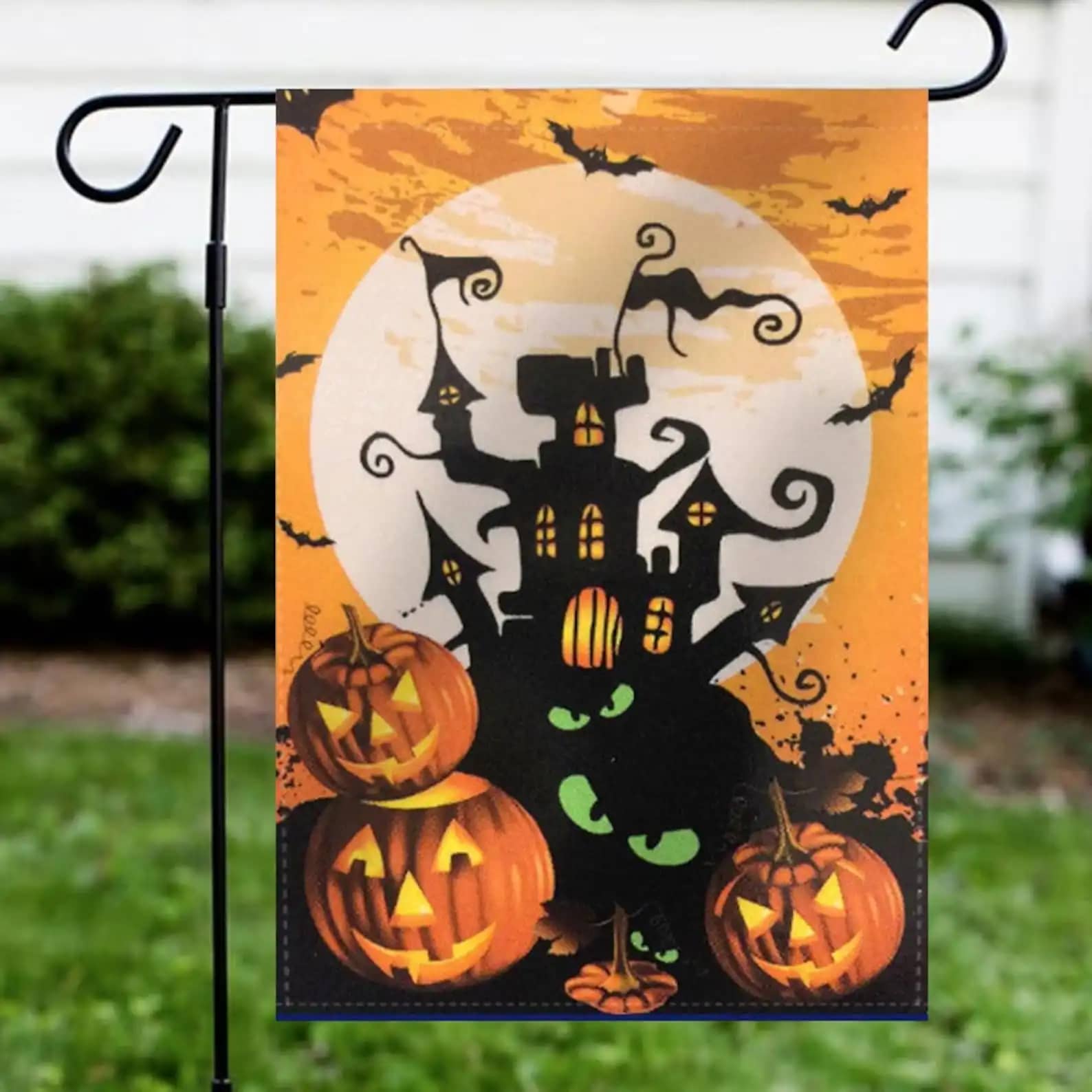 The Castle Halloween Pumpkins Aglow Come See The Show Happy Halloween Decoration Garden Flag