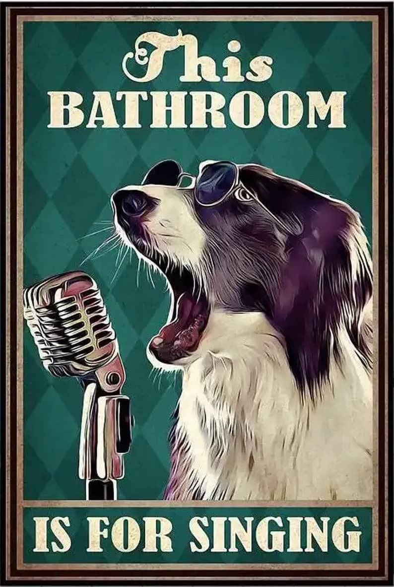 This Bathroom Is For Singing Dog Glasses Poster