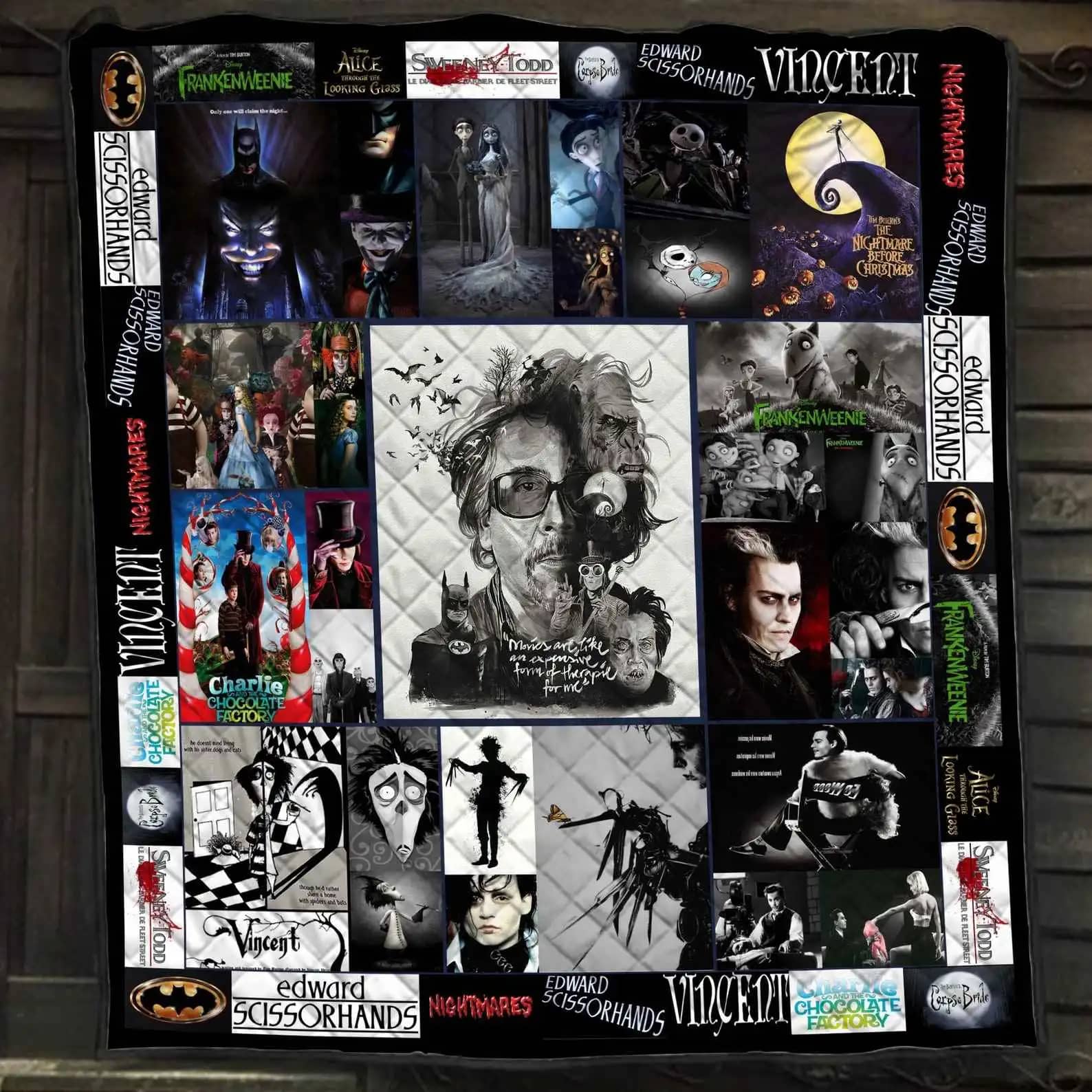 Tim Burton Movies Blanket Tim Burton Thank You For The Memories Gift For Lovers Quilt
