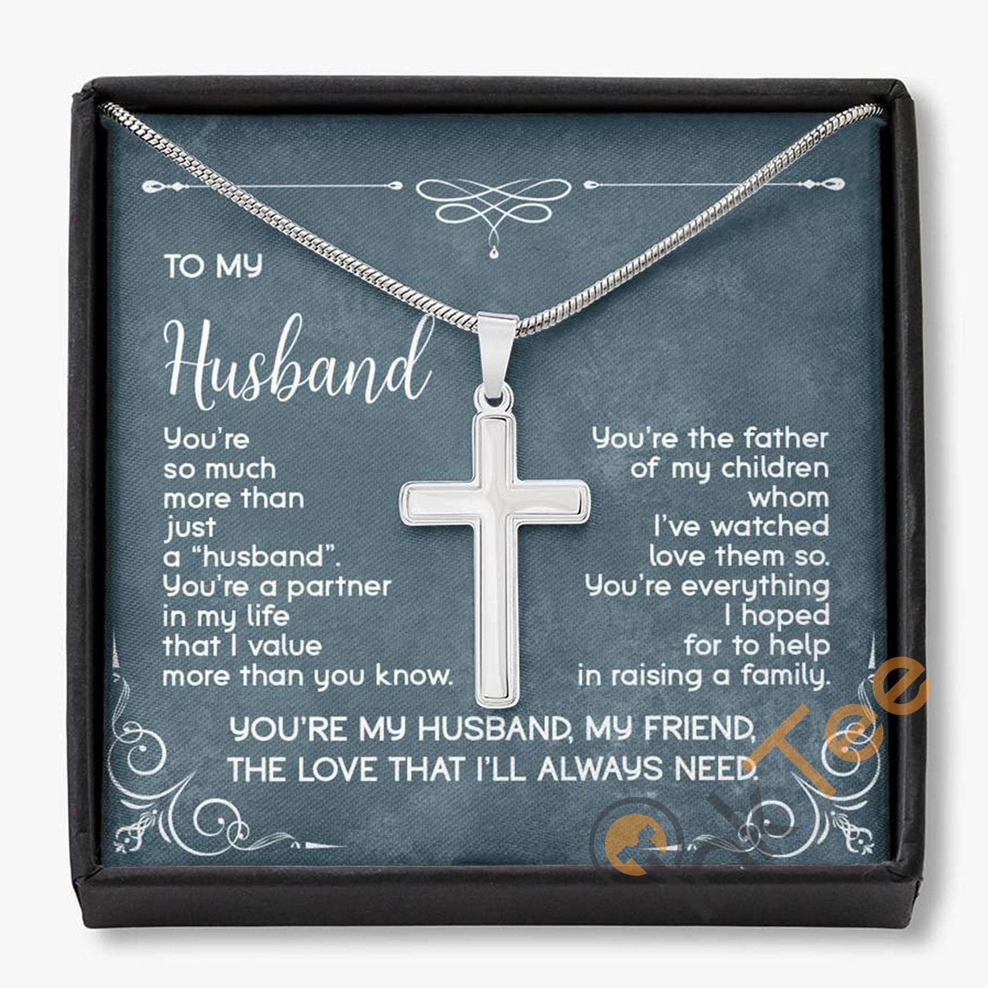 To My Husband-You Are So Much More Than A Husband-White Gold Finish Gift For Husband Father'S Day Cross Necklace Personalized Gifts