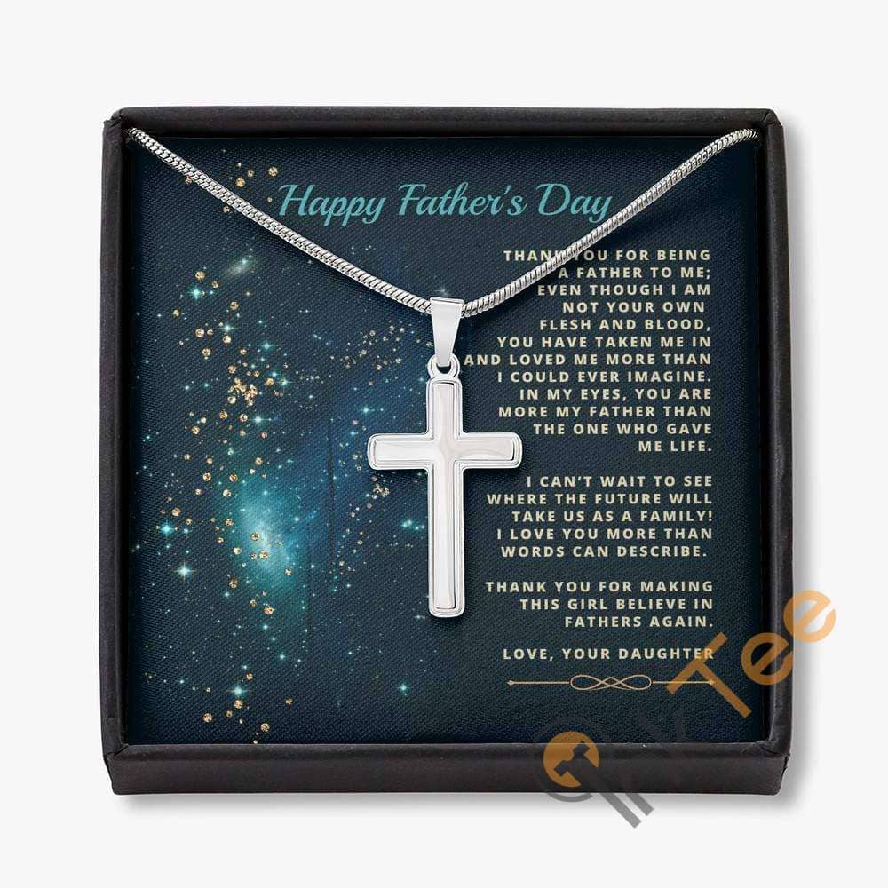To My Stepdad From Daughter Silver Step Dad Father'S Day Gift Cross Necklace Personalized Gifts