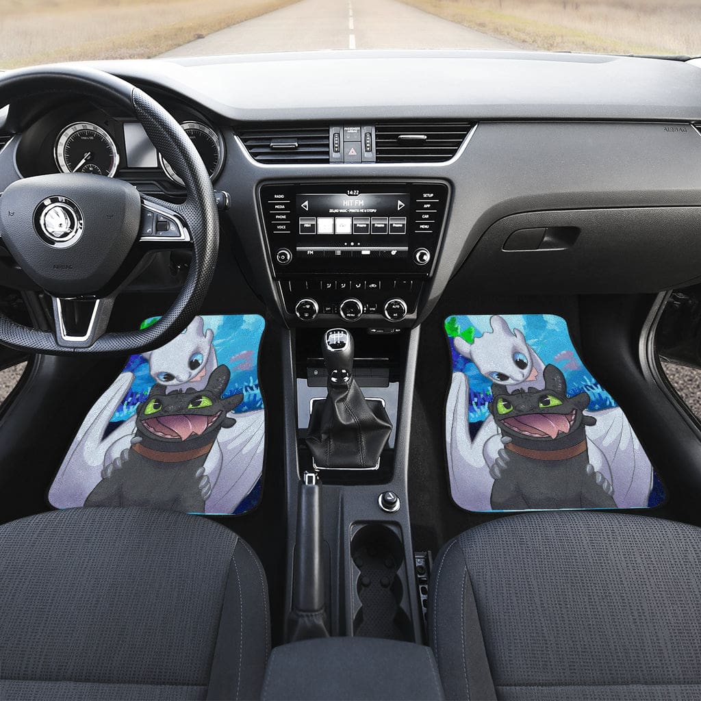 Inktee Store - Toothless And Light Fury Car Floor Mats Image