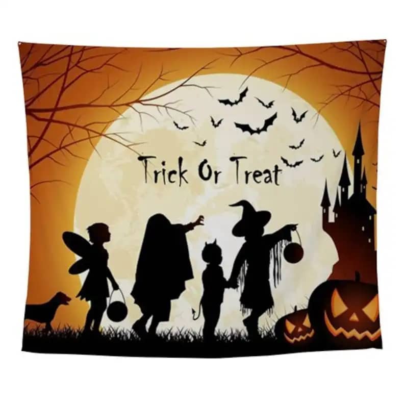 Trick Or Treat Happy Halloween Night Wall Art Decor Halloween Gifts Tapestry