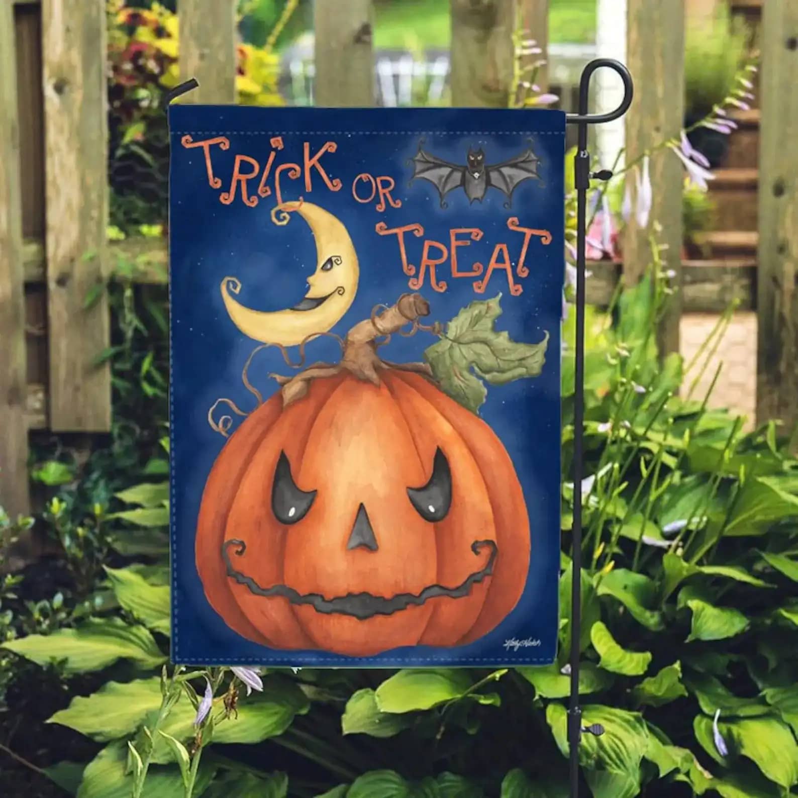 Trick Or Treat Scary Moon Pumpkin Ghosts Happy Halloween Decoration Garden Flag