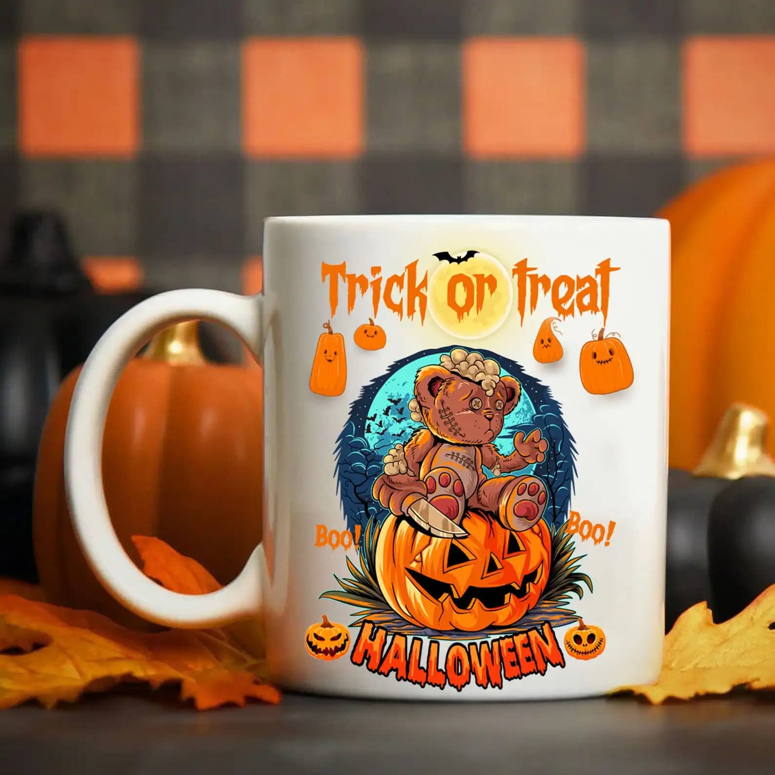 Trick Or Treat Scary Teddy Bear Halloween Gift Idea Mug