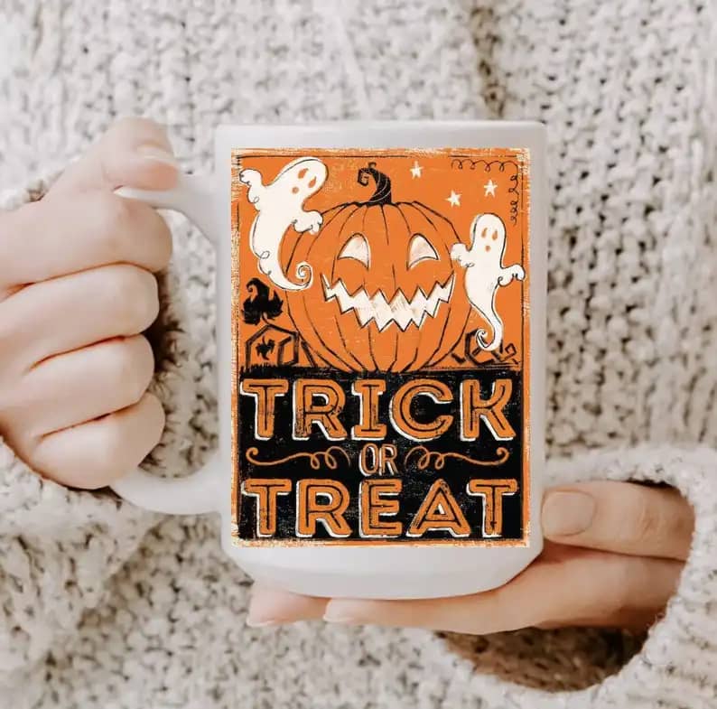 Trick Or Treat Silly Pumpkin Halloween Gift Idea Mug