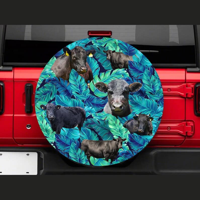 Inktee Store - Tropical Cows Personalized Tire Cover Image
