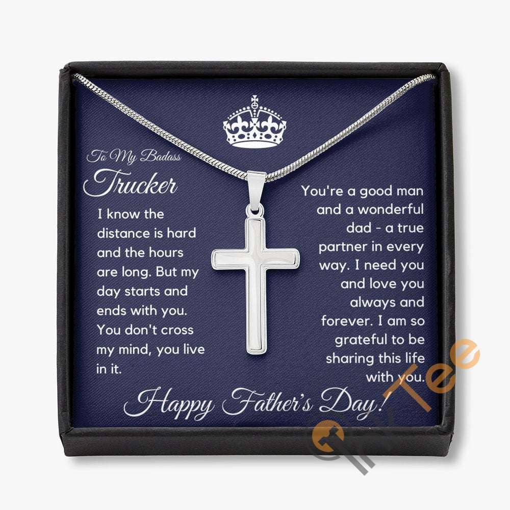 Trucker Gifts Father's Day Gift For From Wife Daygift To Husband Personalized Cross Necklace Personalized Gifts