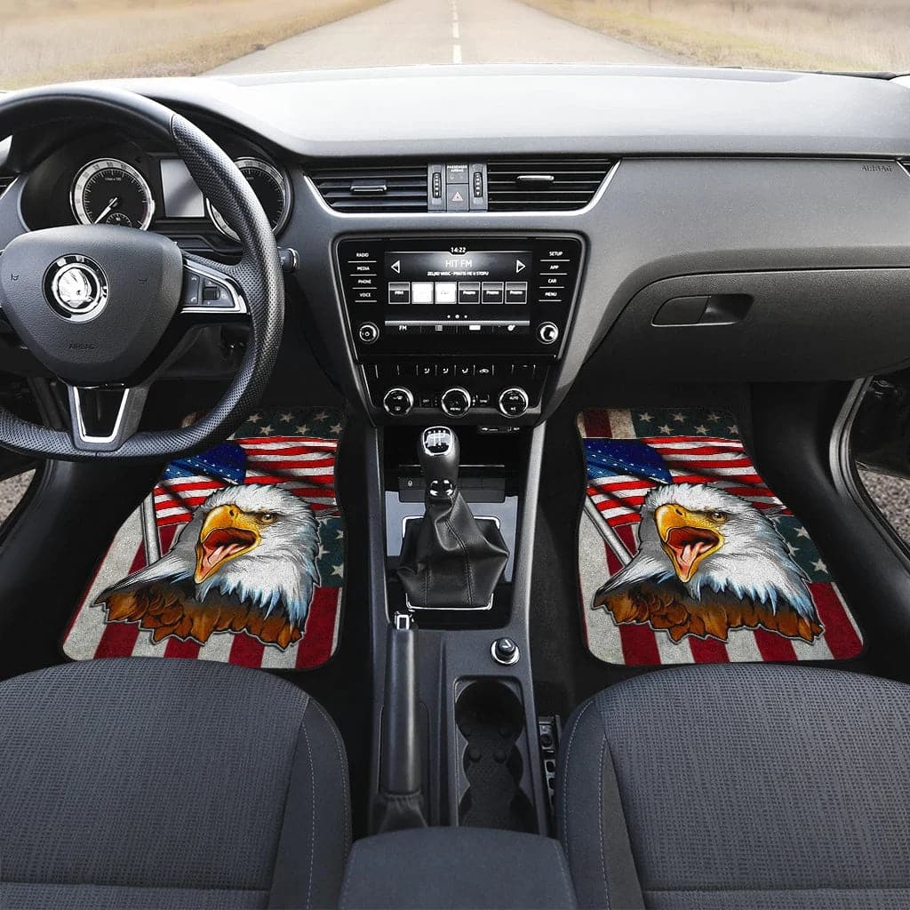 Inktee Store - Us Independence Day Eagle Emerging From Claw Scratch God Bless Car Floor Mats Image
