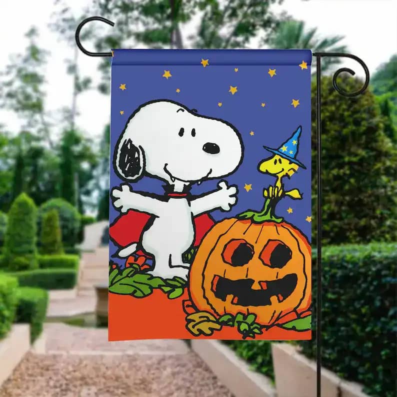 Vampire Snoopy And Woodstock Peanuts Great Pumpkin Halloween Flag Gift Decoration Garden Flag