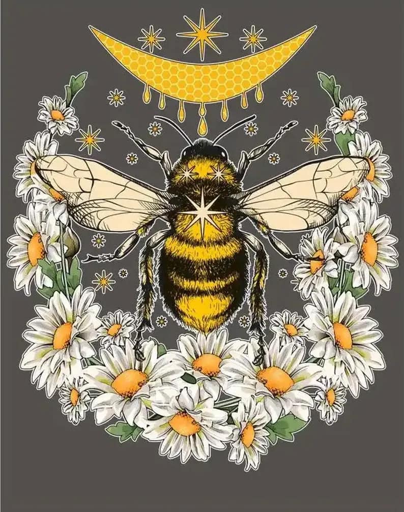Vintage Daisy Honey Moon Bee Poster