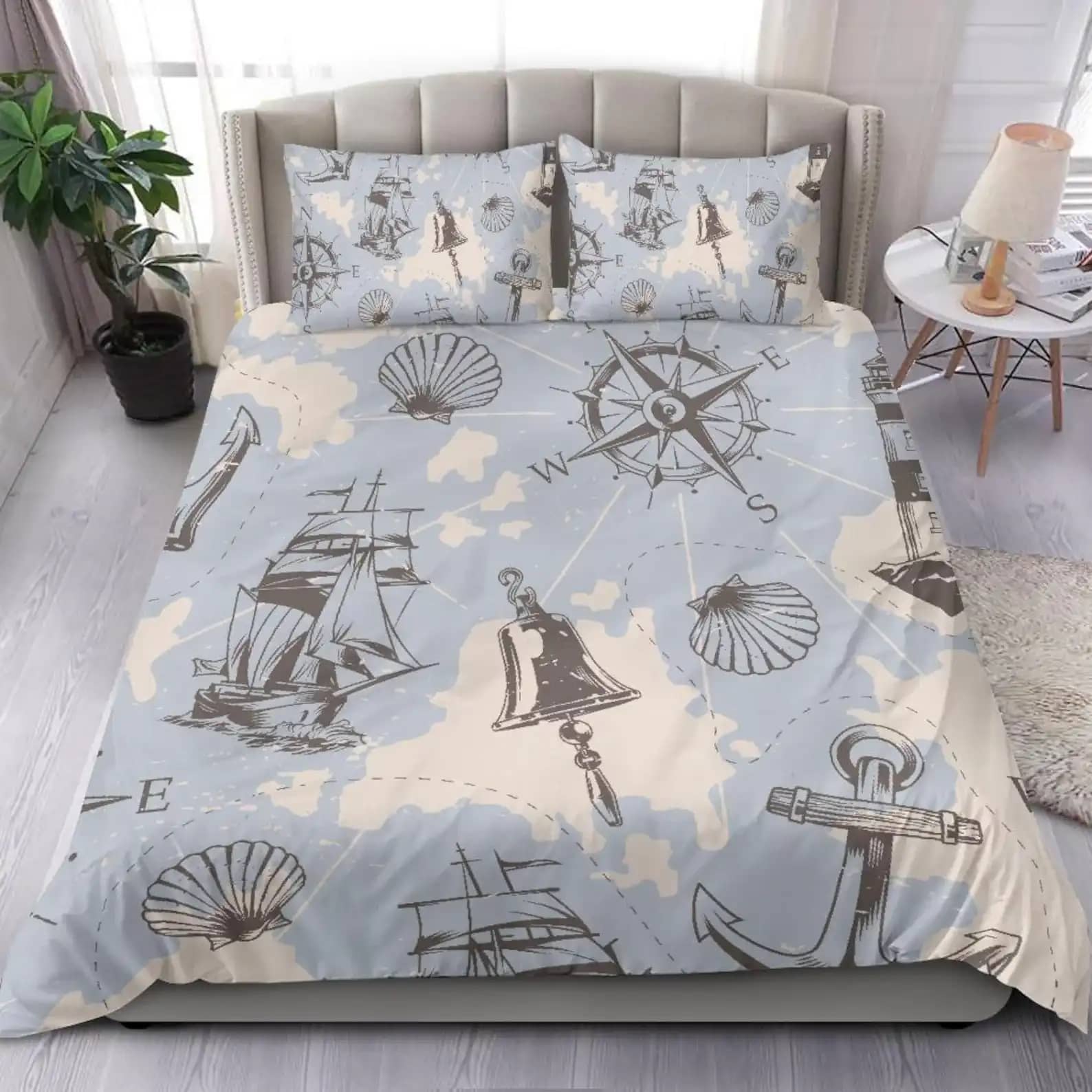 Vintage Nautical Pirate Sea World Quilt Bedding Sets