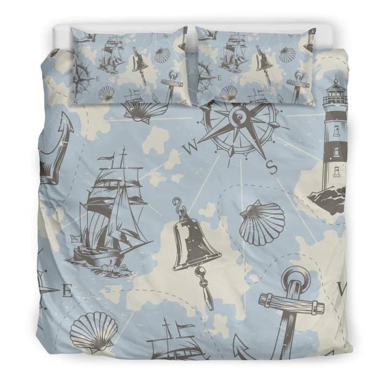 Inktee Store - Vintage Nautical Pirate Sea World Quilt Bedding Sets Image