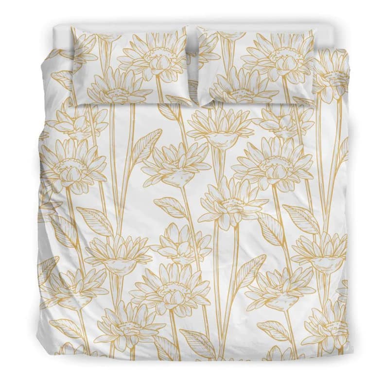 Inktee Store - Vintage Yellow Gold Floral Designer Quilt Bedding Sets Image