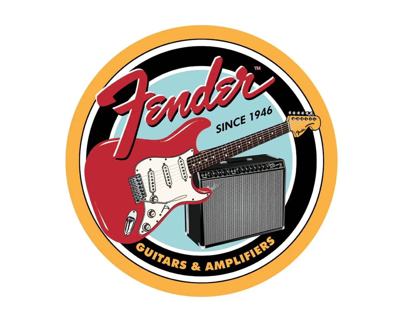 Wall Decor Fender Guitars & Amplifiers Round Metal Sign