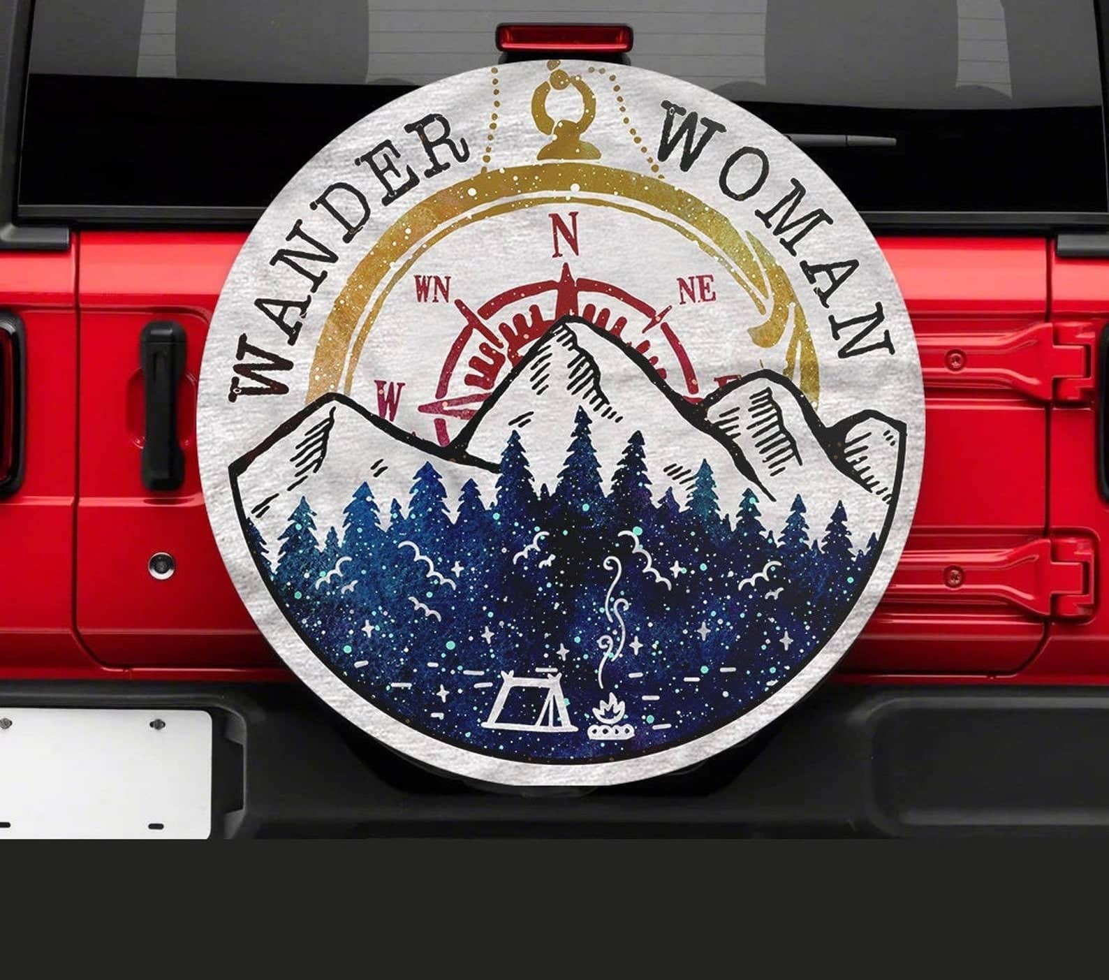 Inktee Store - Wander Woman Camping Art Tire Cover Image
