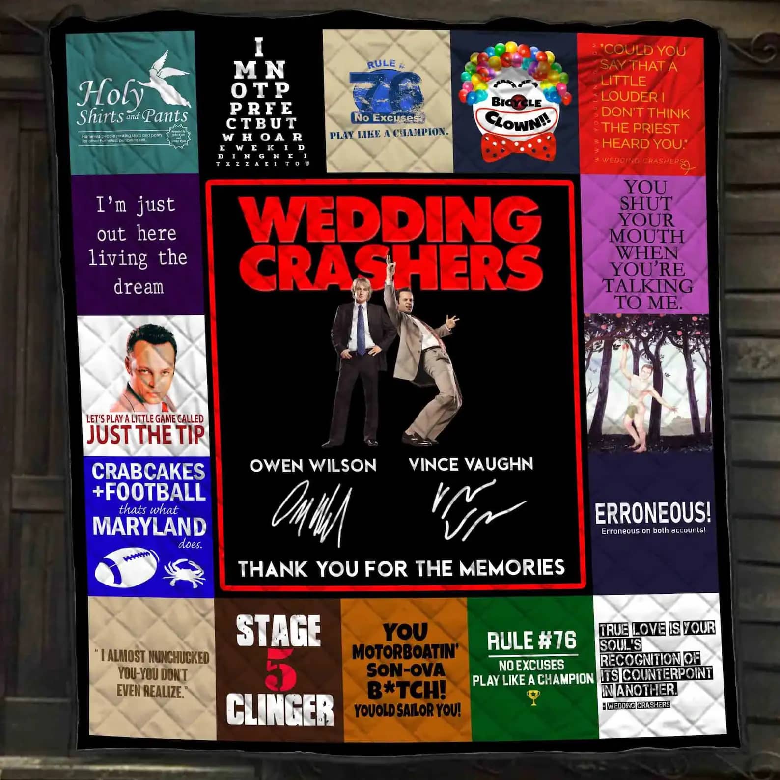 Wedding Crashers Blanket Thank You For The Memories Gift For Lovers Quilt