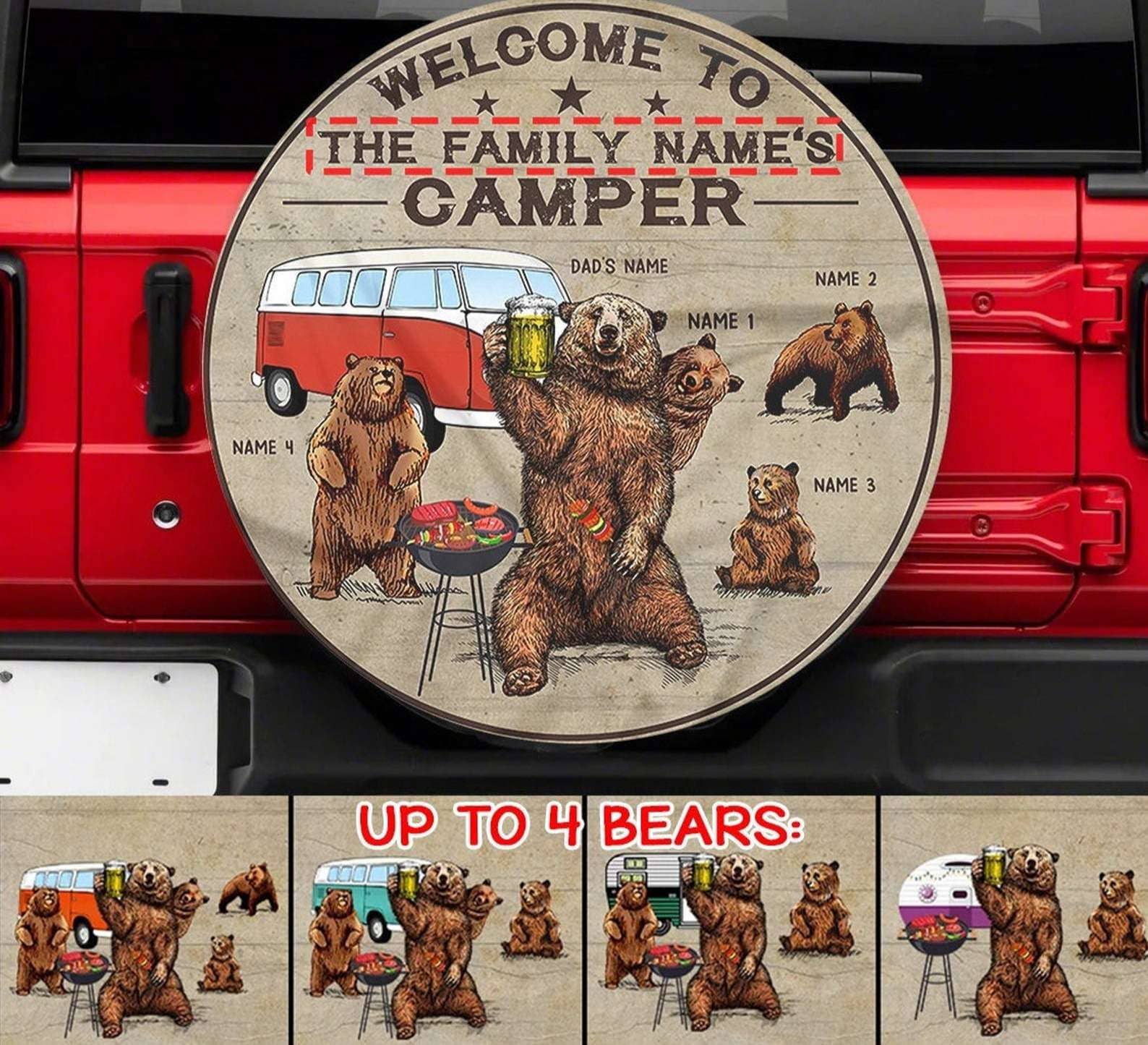 Inktee Store - Welcome To Family Camper Personalized Tire Cover Image
