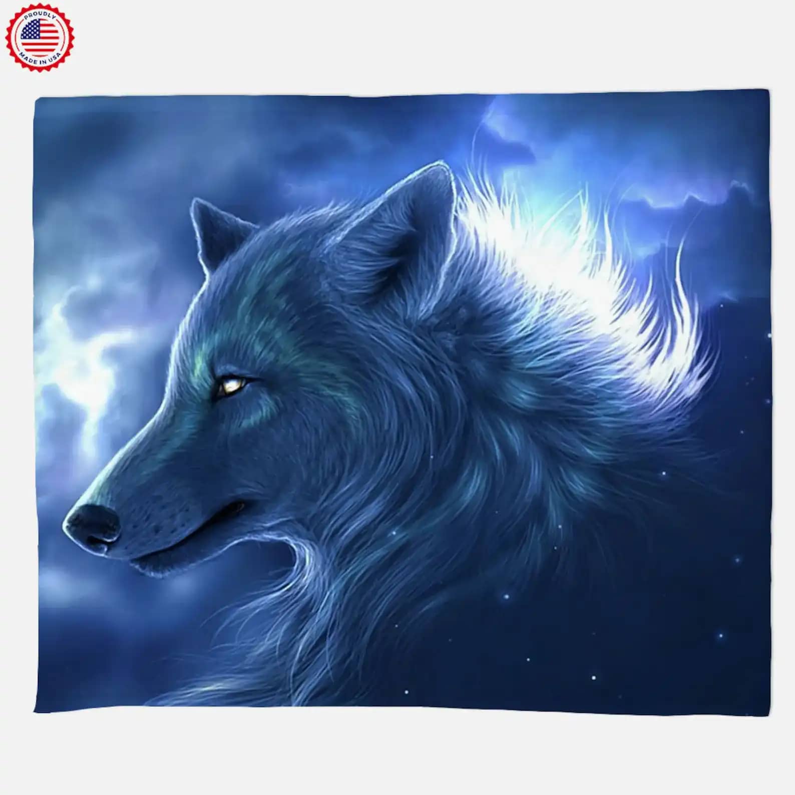 Wolf In The Night Throw Fleece Blanket