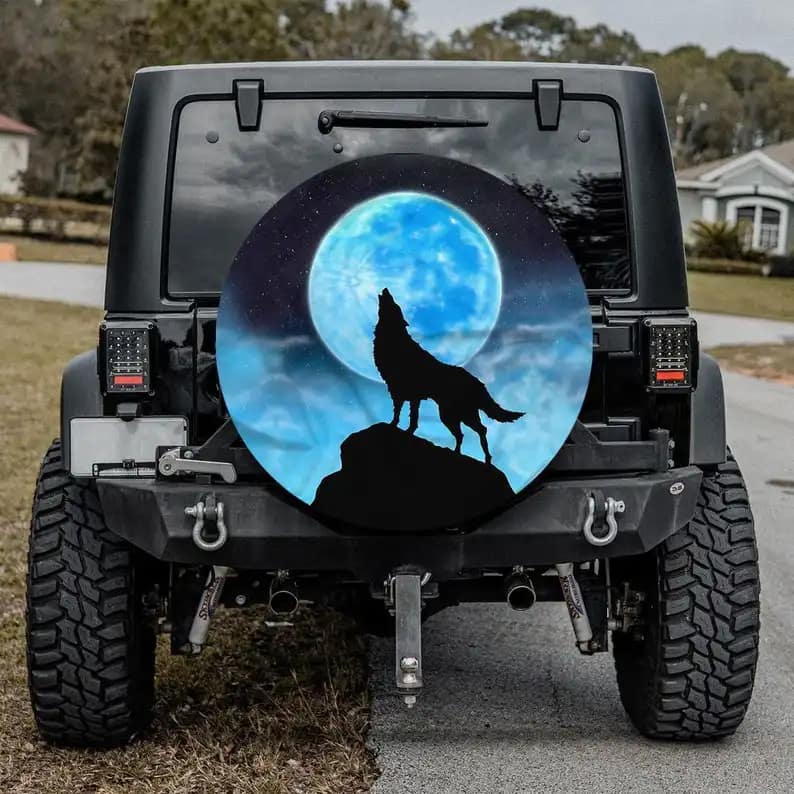 Wolf Night Art Tire Cover
