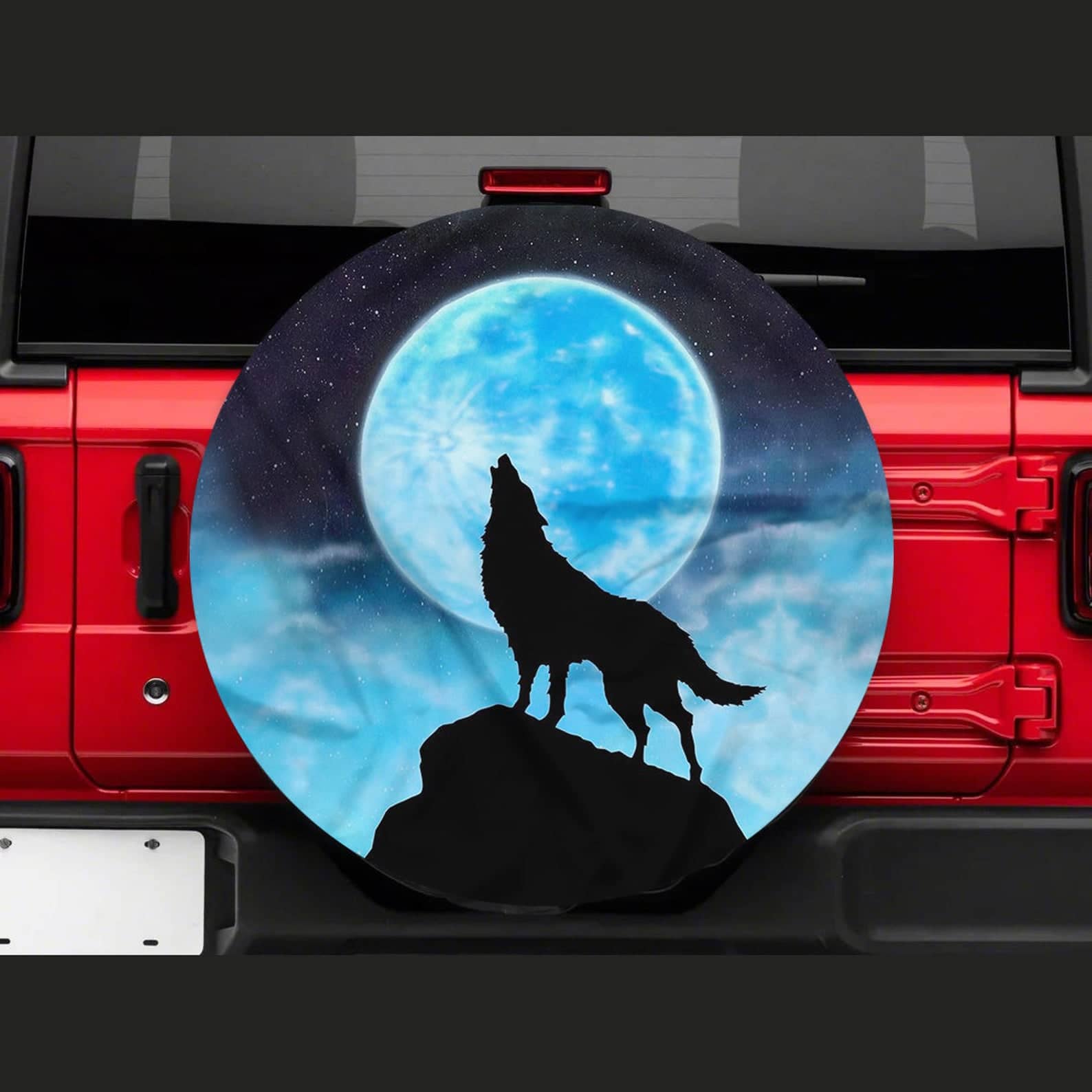 Inktee Store - Wolf Night Art Tire Cover Image