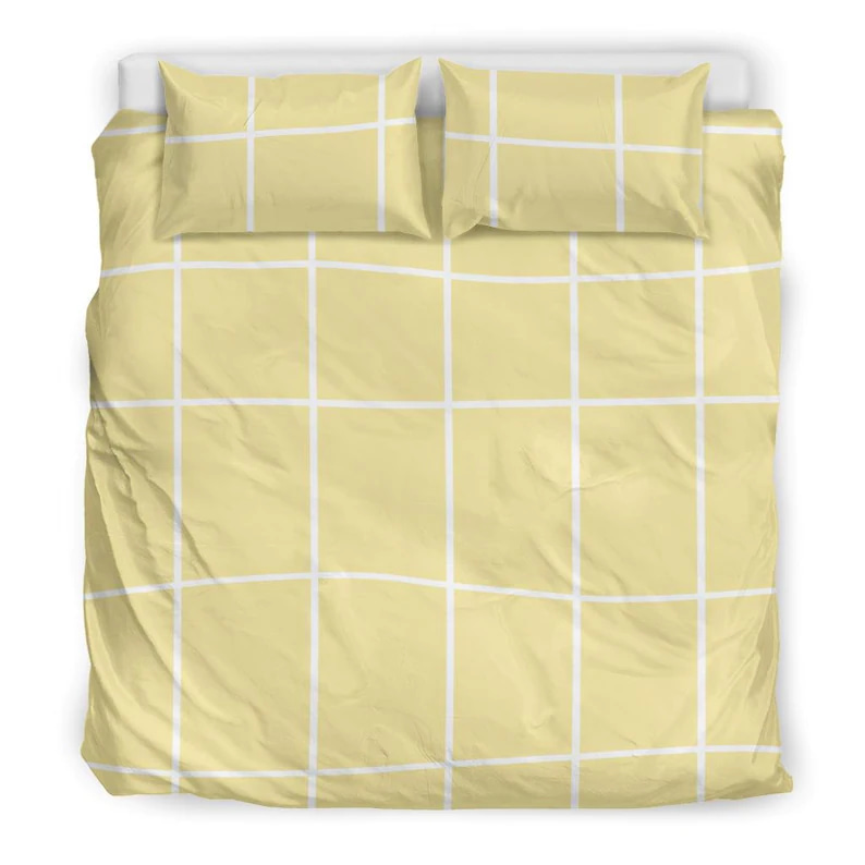 Inktee Store - Yellow And White Checkered Bedding Simple Cool For Bedroom Decor Quilt Bedding Sets Image