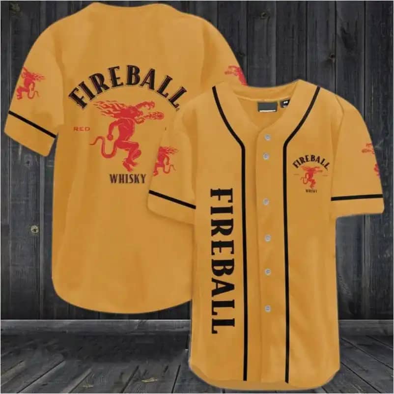 Yellow Fireball Whiskey Custom Baseball Jersey