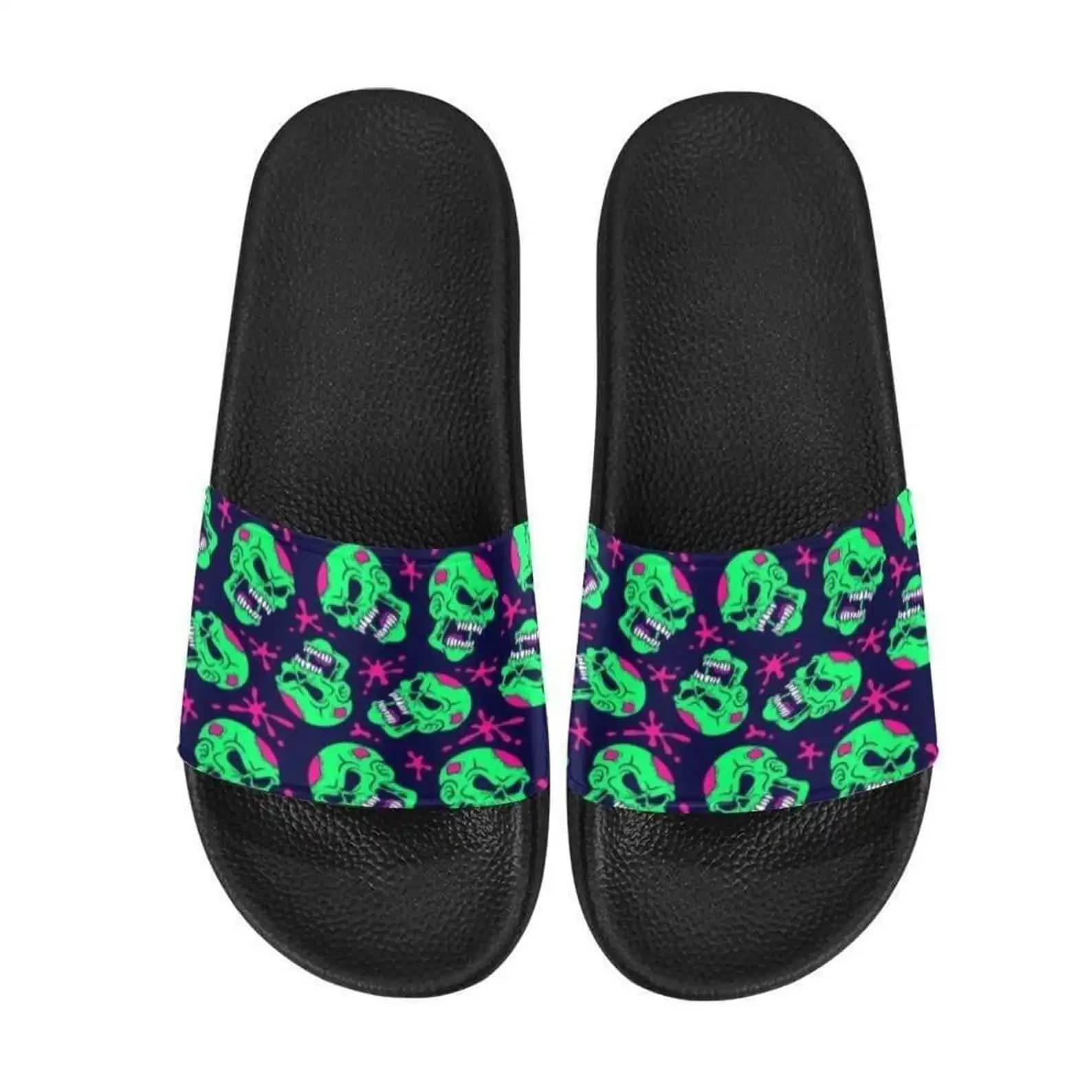 Zombie Green Skulls Slide Sandals