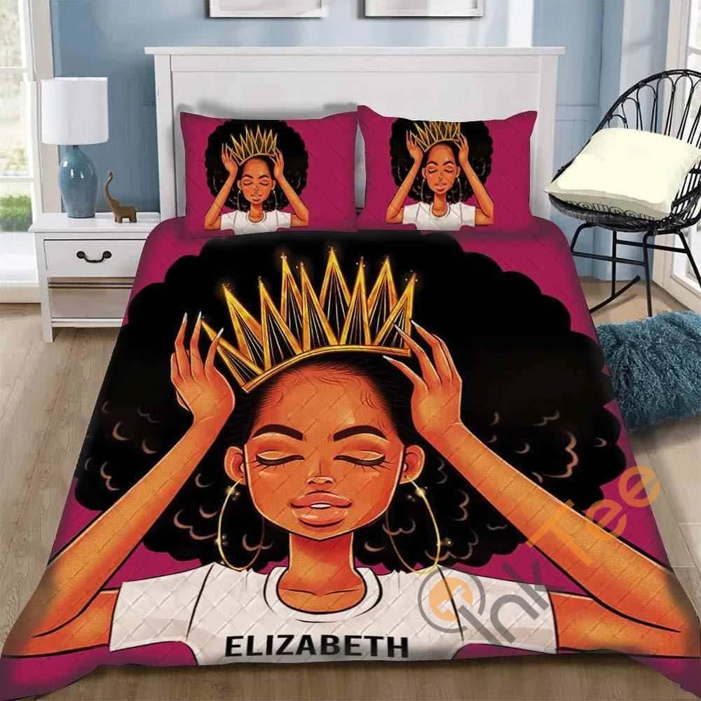 Custom African American Black Queen Girl Quilt Bedding Sets